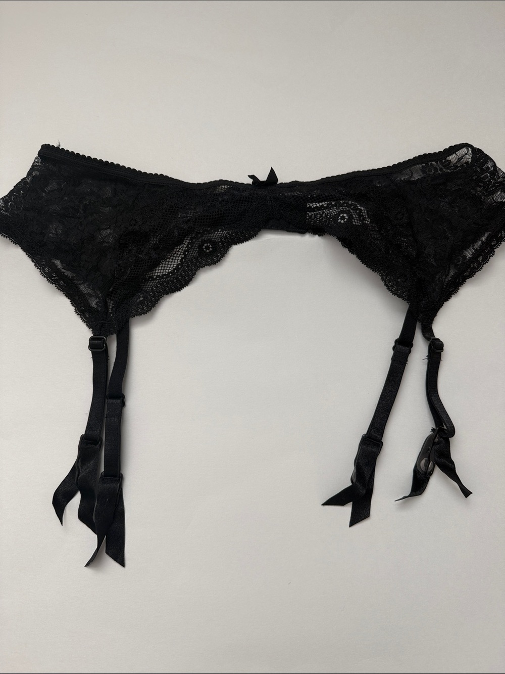 Sheer Lace Garter Belt with Adjustable Straps - Black